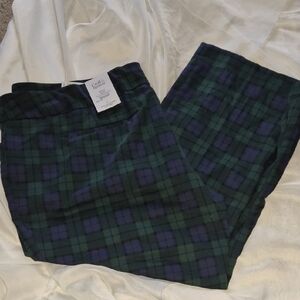 NWT Croft & Barrow Navy and Forest Plaid Pants Size 30W